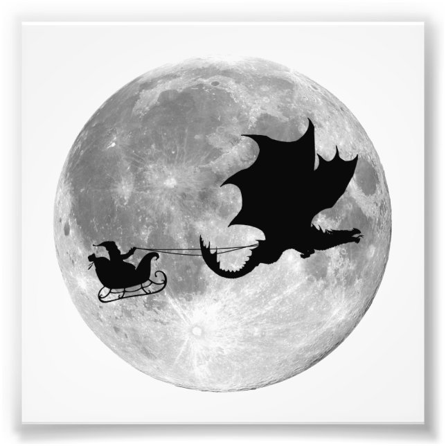 Jultomten Dragon Rider Sleigh Ride Fototryck (Framsidan)