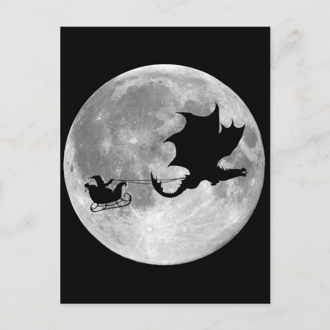 Jultomten Dragon Rider Sleigh Ride Helg Vykort (Framsida)