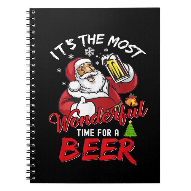 Jultomten Drinking Beer Wonderfu Anteckningsbok (Framsidan)