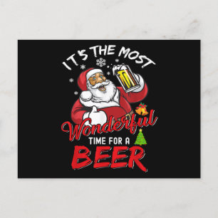 Jultomten Drinking Beer Wonderfu Helg Vykort
