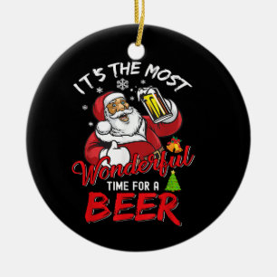 Jultomten Drinking Beer Wonderfu Julgransprydnad Keramik