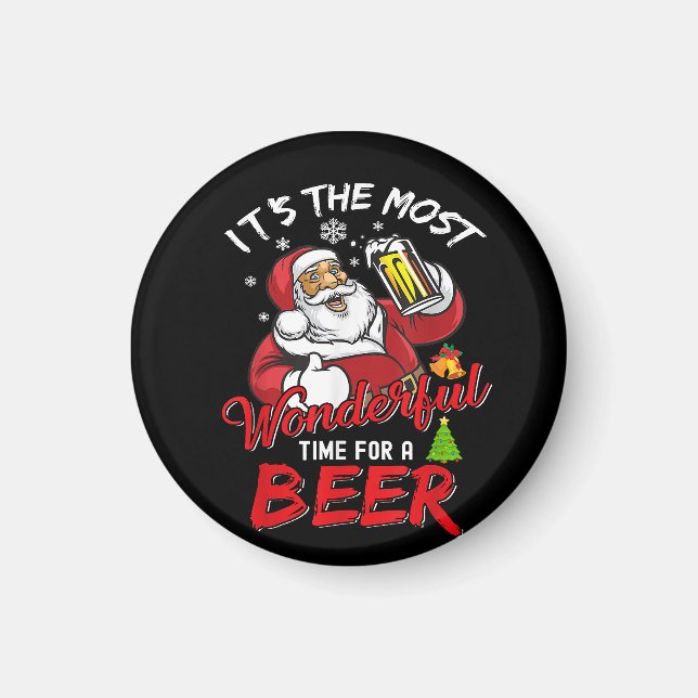 Jultomten Drinking Beer Wonderfu Magnet (Framsidan)