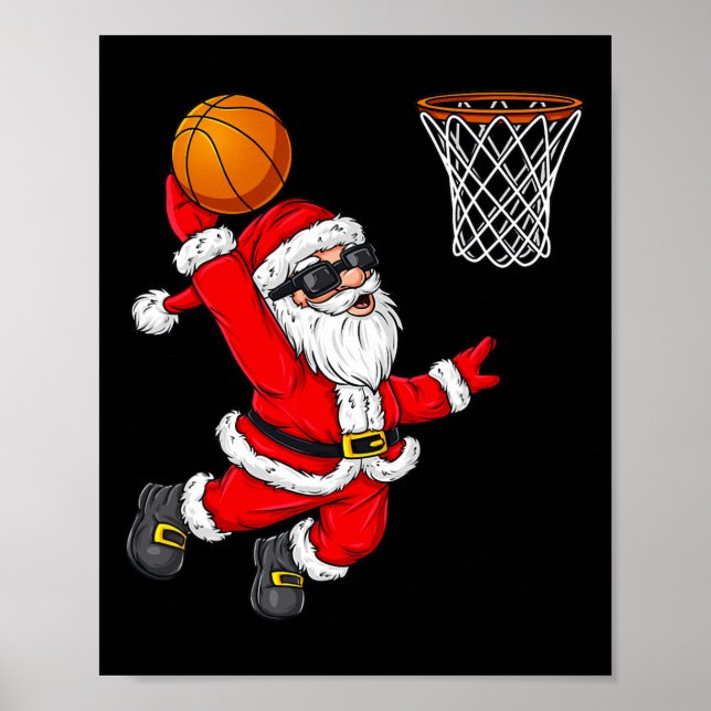 Jultomten Dunking A Basketball Boys Ki Poster (Framsidan)