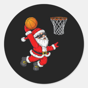 Jultomten Dunking A Basketball Boys Ki Runt Klistermärke