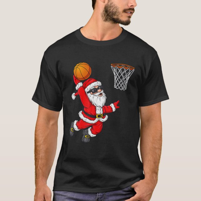 Jultomten Dunking A Basketball Boys Ki T Shirt (Framsida)