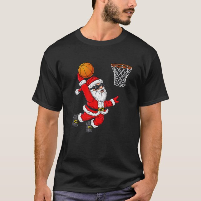 Jultomten Dunking A Basketball Boys Ki T Shirt (Framsida)