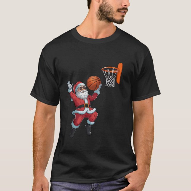 Jultomten Dunking A Basketball Kids Bo T Shirt (Framsida)