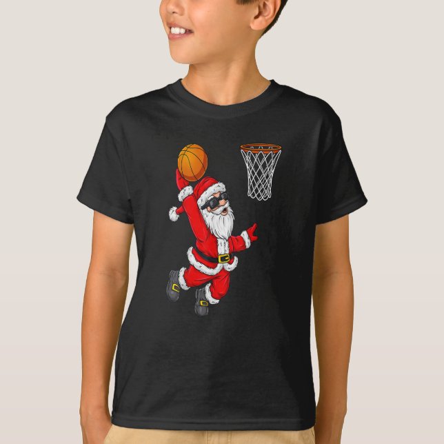 Jultomten Dunking Basketball T Shirt (Framsida)
