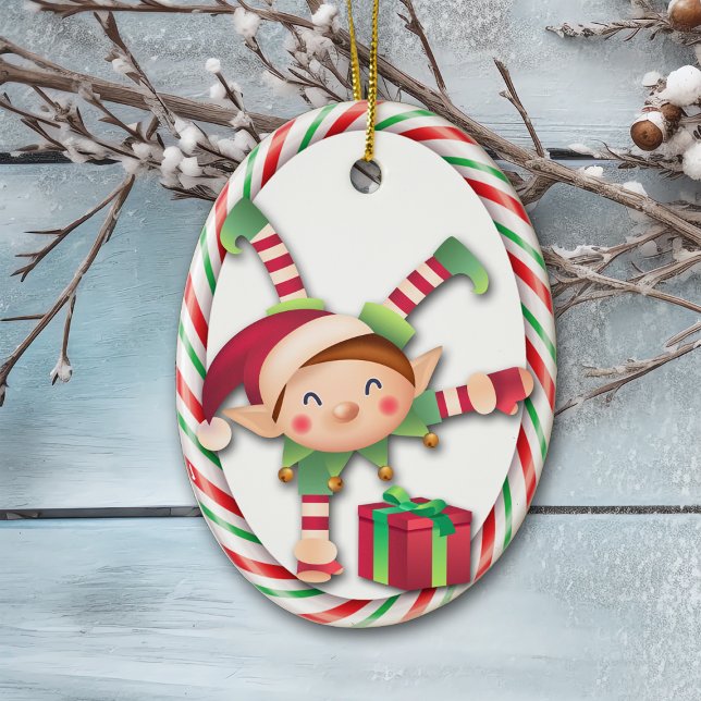 Jultomten Elf jul Candy Rand Ornament (Skapare uppladdad)