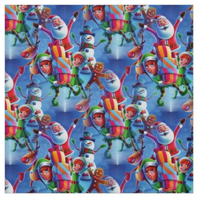 jultomten elf rener julafton tyg (Provkarta)
