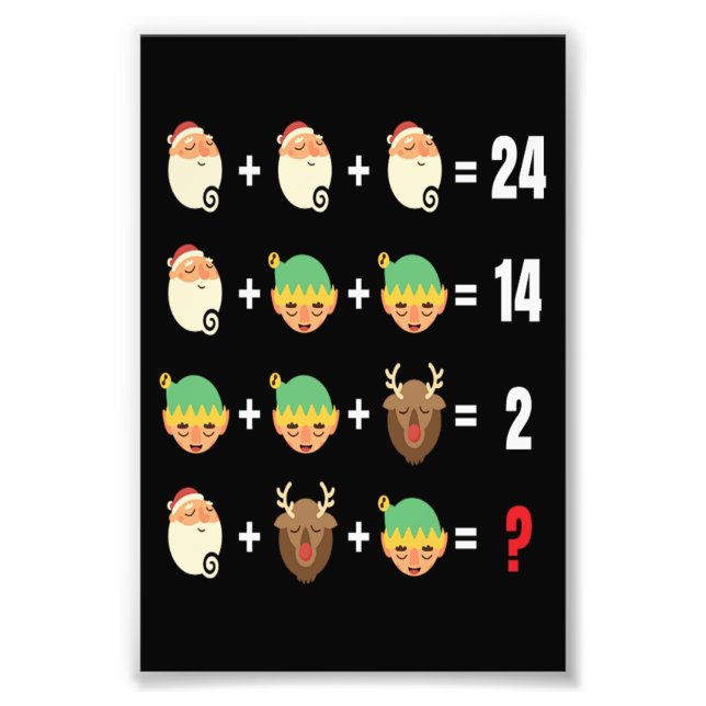 jultomten Elf Snögubbe Math Teacher Funny Gif Fototryck (Framsidan)