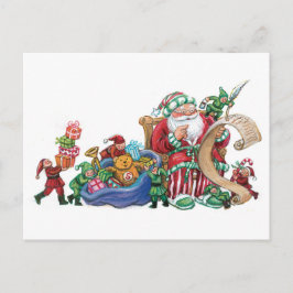 Jultomten, Elves och Leksak julkort Helg Vykort