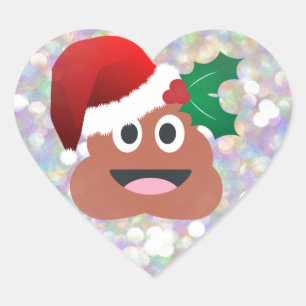 jultomten emoji hjärtformat klistermärke