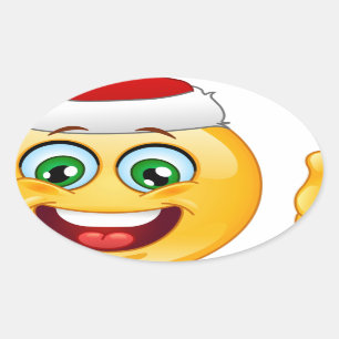 jultomten emoji ovalt klistermärke