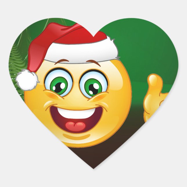 jultomten emojis hjärtformat klistermärke (Framsida)