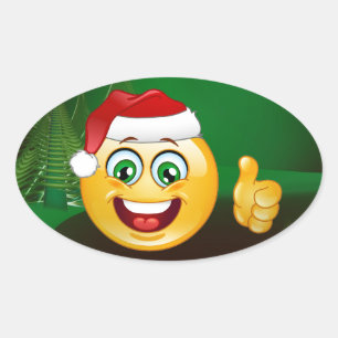 jultomten emojis ovalt klistermärke