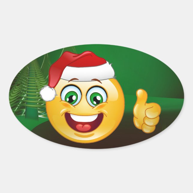 jultomten emojis ovalt klistermärke (Framsida)