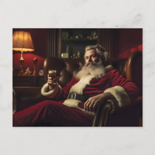 Jultomten Enjoy a Festive Drink Helg Vykort
