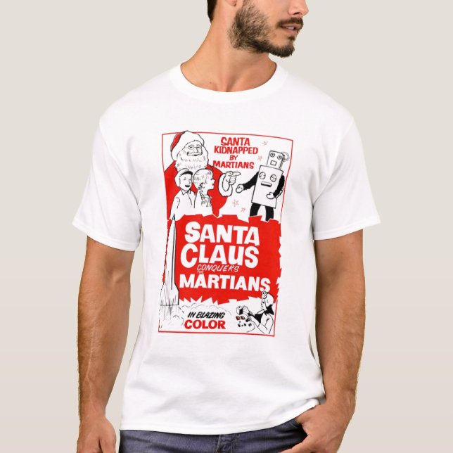 Jultomten erövrar den Martians filmskjortan T Shirt (Framsida)