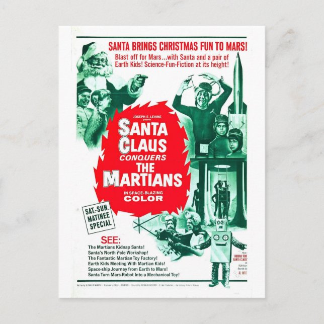 JULTOMTEN ERÖVRAR DEN MARTIANS VYKORTET HELG VYKORT (Framsida)