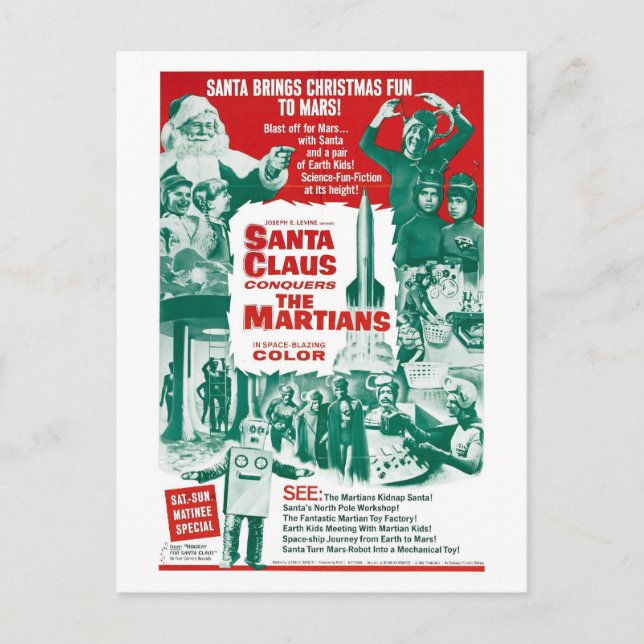 JULTOMTEN ERÖVRAR DEN MARTIANS VYKORTET HELG VYKORT (Framsida)