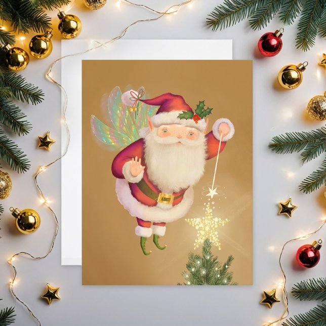 Jultomten Fairy Blank Flat Julkort (Skapare uppladdad)
