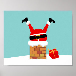 Jultomten fastnade i skorsten vid tak poster
