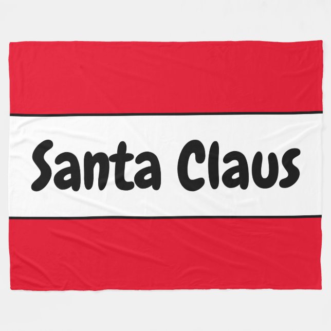 JULTOMTEN Festive Retro Bright Red White Rand Fleecefilt (Framsidan (Horisontell))
