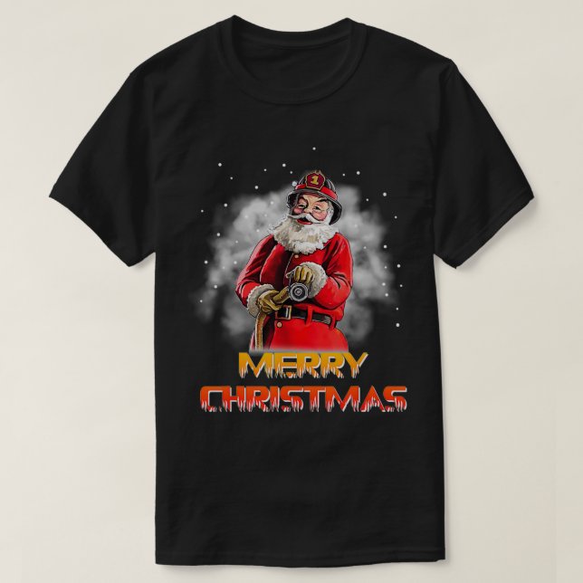 Jultomten Fireman Firefighter jul T Shirt (Design framsida)