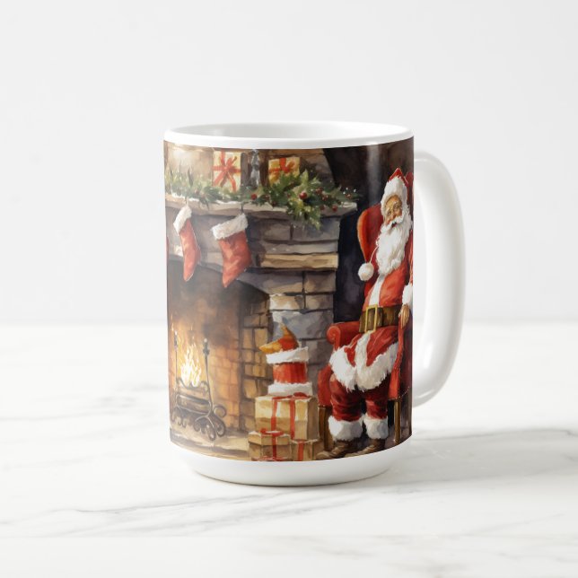 Jultomten Fireplace Red Stockings Fireplace Kaffemugg (Framsida höger)