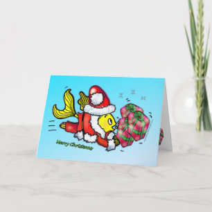 Jultomten Fish - roligt, sött julkort Helgkort