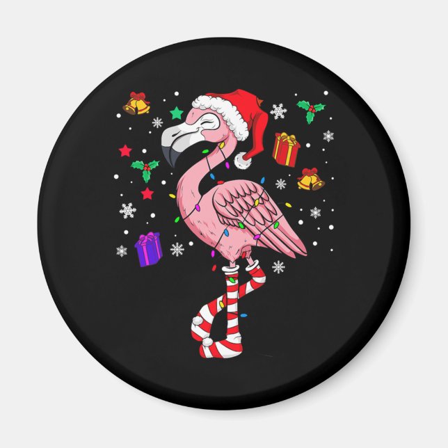 jultomten Flamingo Älskare Funny Classic Magnet (Framsidan)