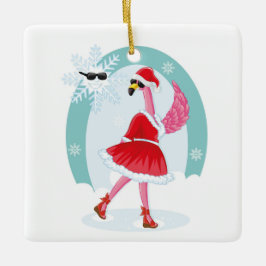 Jultomten Flamingo Ceramic Ornament