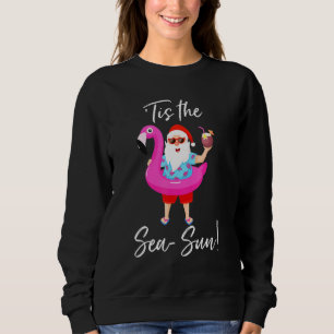 Jultomten Flamingo Flyter Tis Sea Sol Christm T Shirt