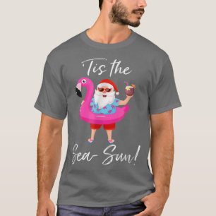 Jultomten Flamingo Flyter Tis Sea-Sol Christm T Shirt