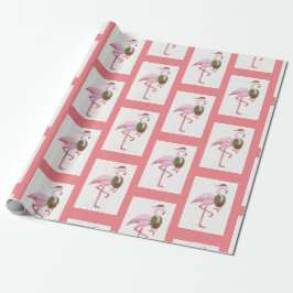 Jultomten Flamingo Rosa Wrapping Papprare Presentpapper