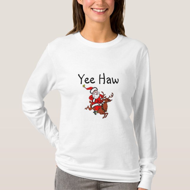 Jultomten för Cowboy för Yee Hawjul Tee Shirt (Framsida)