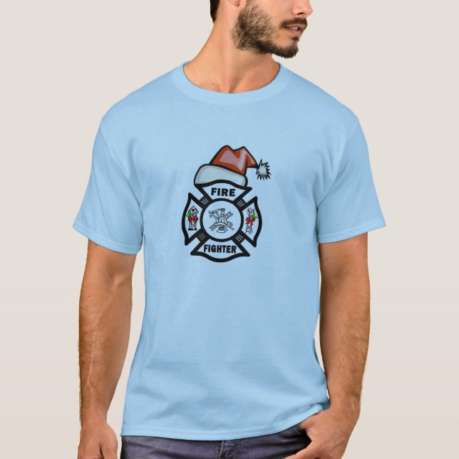 Jultomten för en brandman tee (Framsida)