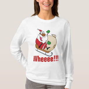 Jultomten för helgdagroligtsvart som rider sleden t shirt