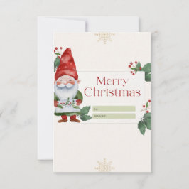 Jultomten för vattenfärgat julkort,Ej foto Tack Kort