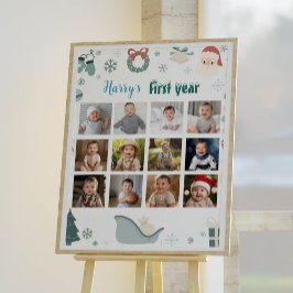 Jultomten - första året Fotomilstolpe - tecken Poster