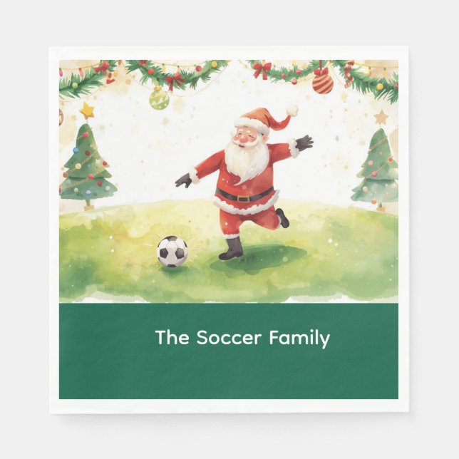 Jultomten Fotboll jul Party Pappersservett (Framsidan)