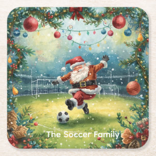 Jultomten Fotboll jul Party Underlägg Papper Kvadrat