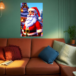 Jultomten framför julhuset | AI Art Poster