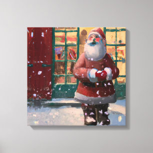 Jultomten framför Leksak Shop AI Art Canvastryck