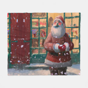 Jultomten framför Leksak Shop AI Art Fleecefilt
