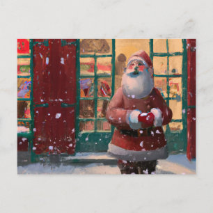 Jultomten framför Leksak Shop AI Art Vykort
