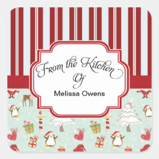 Jultomten Från köket till Baking Stickers Fyrkantigt Klistermärke
