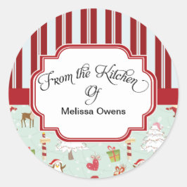 Jultomten Från köket till Baking Stickers Runt Klistermärke