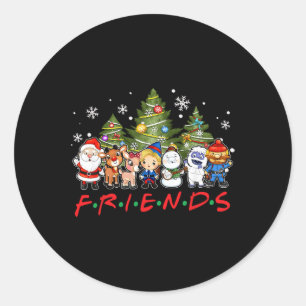 Jultomten Friends Reindeer Snögubbe Family Xm Runt Klistermärke